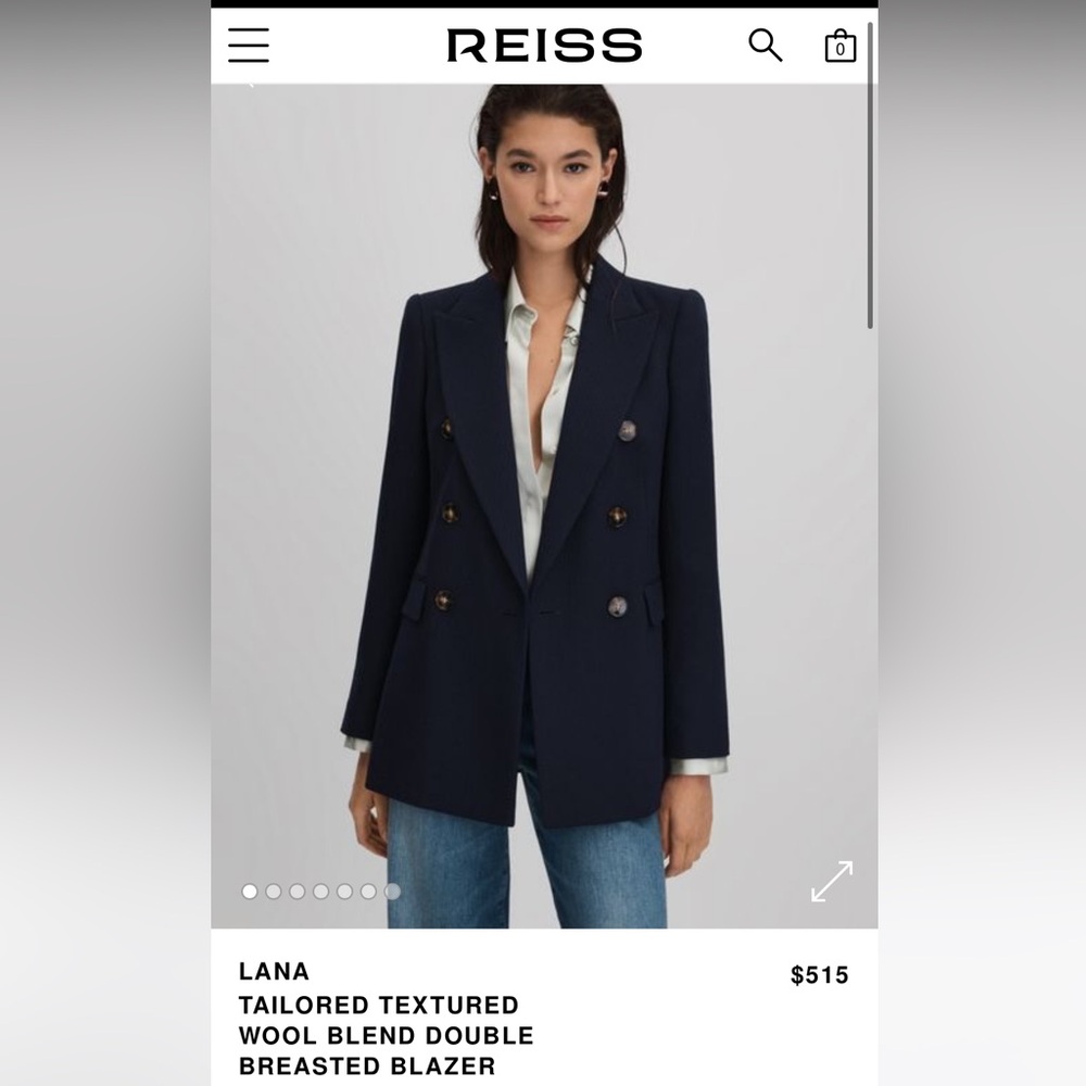 REISS LANA
TAILORED TEXTURED WOOL BLEND DOUBLE BREASTED BLAZER